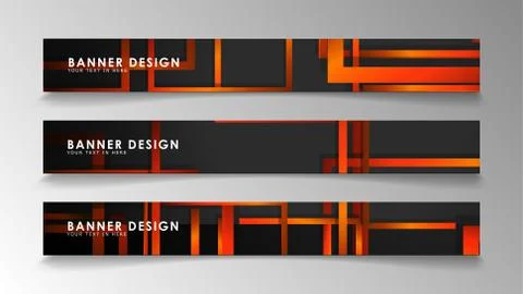 Abstract geometric and rectangular pattern banners with orange gradients Stockillustratie