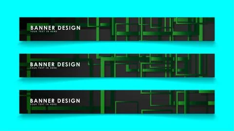 Abstract geometric and rectangular pattern banners with green gradients. Vect Illustrazione stock