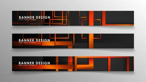 Abstract geometric and rectangular pattern banners with orange gradients Stockillustratie