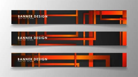 Abstract geometric and rectangular pattern banners with orange gradients Illustrazione stock