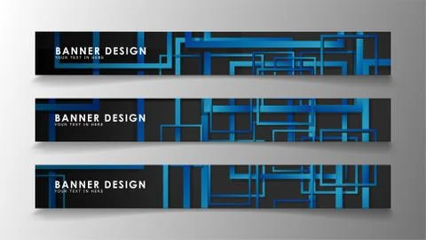 Abstract geometric and rectangular pattern banners with blue gradients. Vecto Illustrazione stock