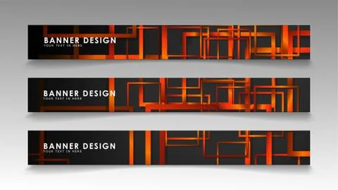 Abstract geometric and rectangular pattern banners with orange gradients Illustrazione stock