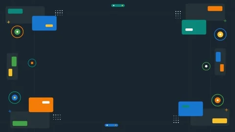 Abstract Geometric Animated Background with Moving Icons Stock Footage 343893870