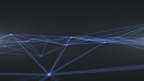 Abstract geometric animation of blue lines and dots on a dark background Stock Footage 234105072