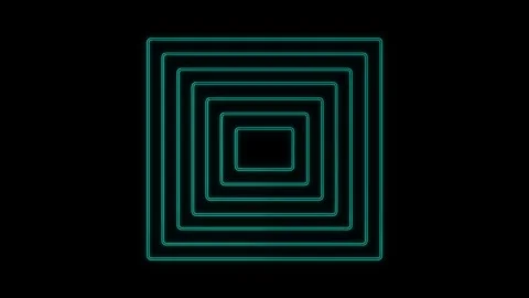 Abstract geometric animation with blue neon squares on black background. Stock Footage 346292510