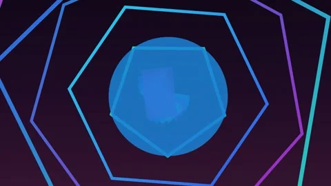 Abstract geometric animation with a central blue circle and dynamic lines Stock Footage 326176522
