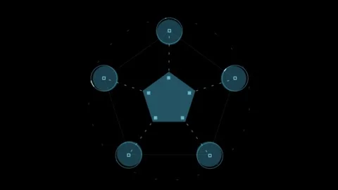 Abstract Geometric Animation with Dynamic Blue Pentagonal Shapes Stock Footage 341922462