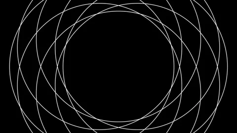 Abstract Geometric Animation of Expanding White Circles on Black Background Stock Footage 331998050