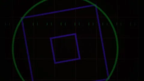Abstract Geometric Animation Featuring Rotating Squares and Concentric Circle Stock Footage 340514012