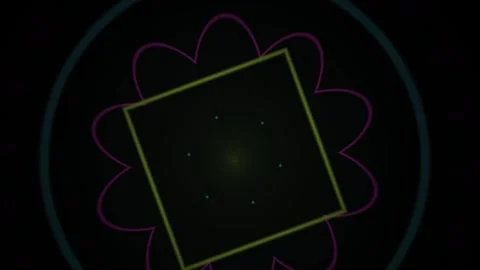 Abstract Geometric Animation Featuring Rotating Square and Floral Pattern. Stock Footage 341788136