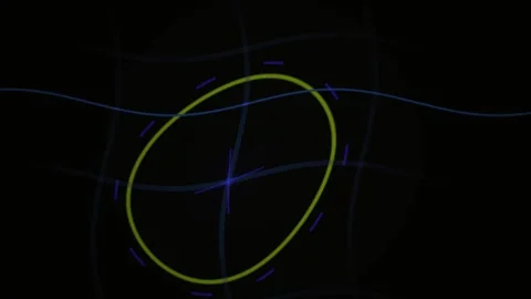 Abstract Geometric Animation Featuring Rotating Ellipse and Intersecting Wa.. Stock Footage 341788144