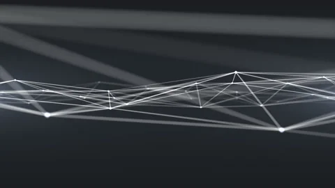 Abstract geometric animation of white lines and dots on a dark background Stock Footage 234981406