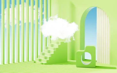 Abstract geometric architecture and empty stage, geometric figure, indoor l.. Stock Illustration