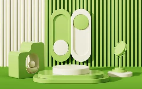 Abstract geometric architecture and empty stage, geometric figure, indoor l.. Stock Illustration