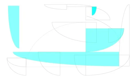 Abstract Geometric Arcs and Curves in Cyan – Modern Generative Motion Design. 스톡 동영상 345499474