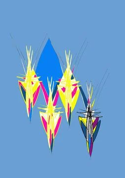 Abstract Geometric Arrow Figures on Light Blue Background Stock Illustration