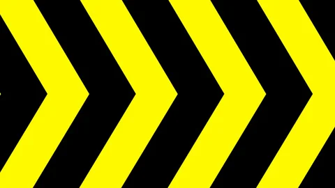 Abstract geometric arrow up lines. Seamless moving background in yellow and blac Stock Footage 280328013