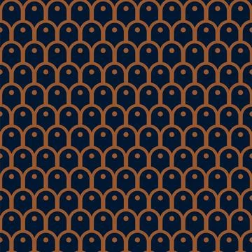Abstract geometric art deco pattern background with fish scale shapes texture Stock Illustration