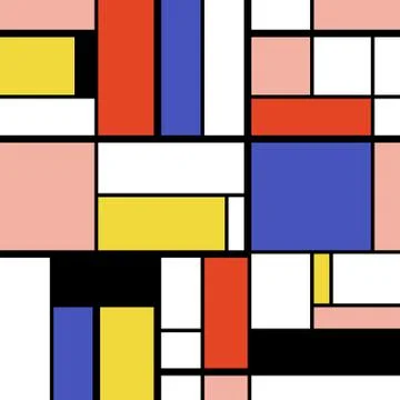 Abstract geometric art pattern - Mondrian style squares and rectangles vector Stock Illustration