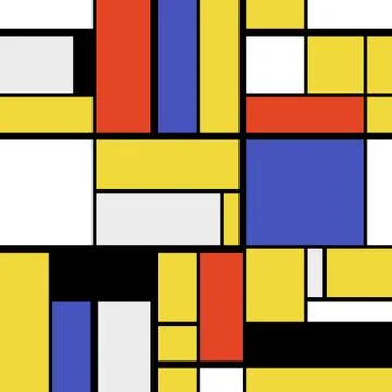 Abstract geometric art pattern - Mondrian style squares and rectangles vector Illustrazione stock