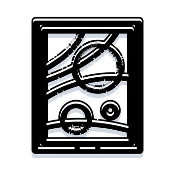 Abstract geometric artwork in black and white tones Stock Illustration
