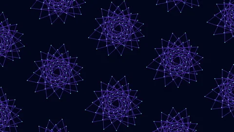 Abstract geometric artwork circular lines and shapes on dark background Stock Footage 270392608