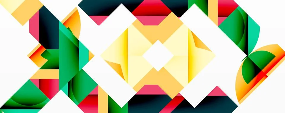 Abstract geometric artwork with interwoven angular and curved shapes, dynamic Stock Illustration