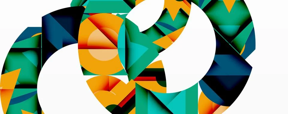 Abstract geometric artwork with interwoven angular and curved shapes, dynamic Illustrazione stock