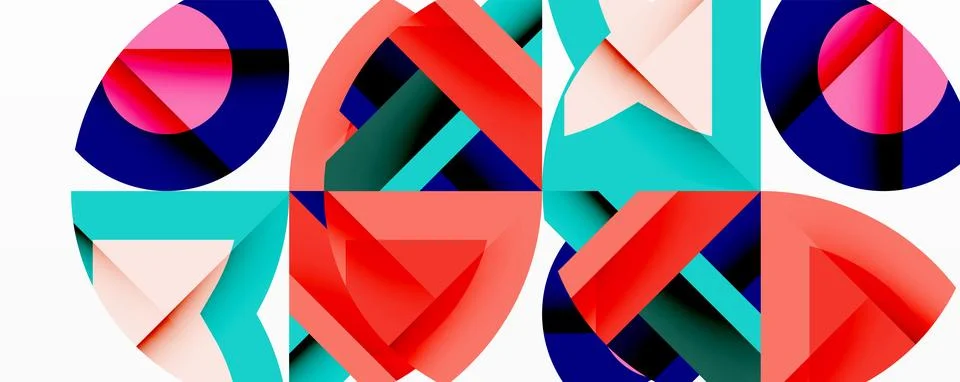 Abstract geometric artwork with interwoven angular and curved shapes, dynamic イラスト素材