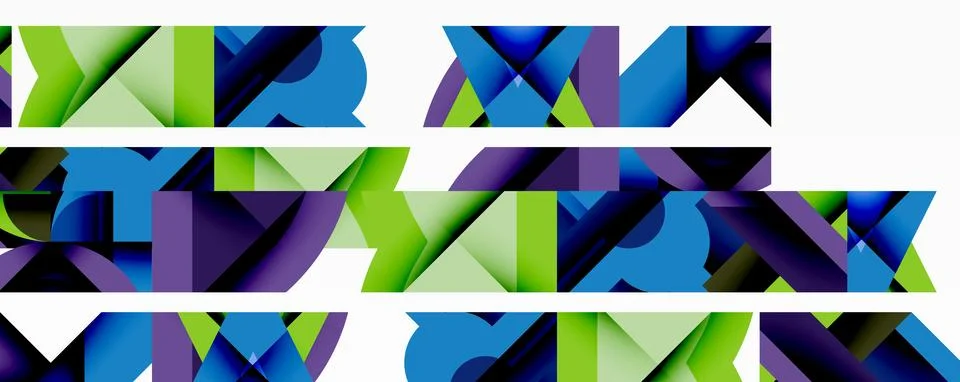 Abstract geometric artwork with interwoven angular and curved shapes, dynamic Stockillustratie