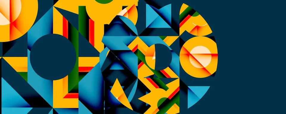 Abstract geometric artwork with interwoven angular and curved shapes, dynamic Stockillustratie
