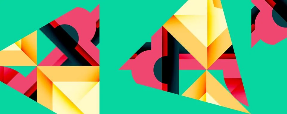 Abstract geometric artwork with interwoven angular and curved shapes, dynamic Illustrazione stock