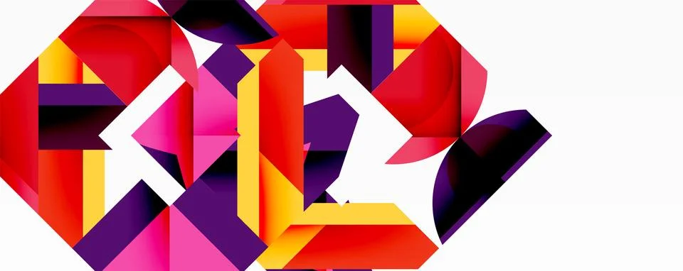 Abstract geometric artwork with interwoven angular and curved shapes, dynamic イラスト素材