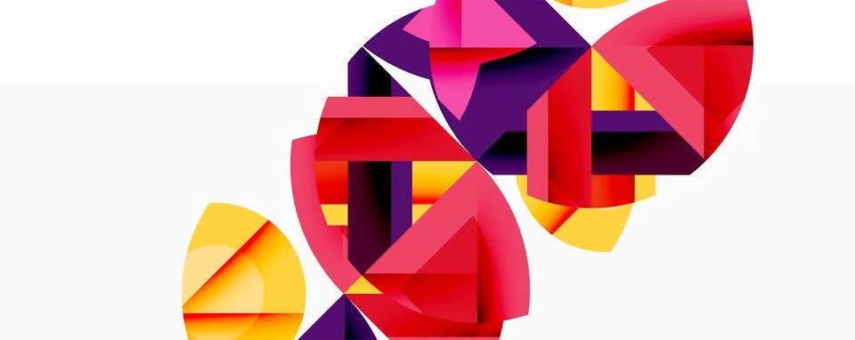 Abstract geometric artwork with interwoven angular and curved shapes, dynamic Ilustração Stock