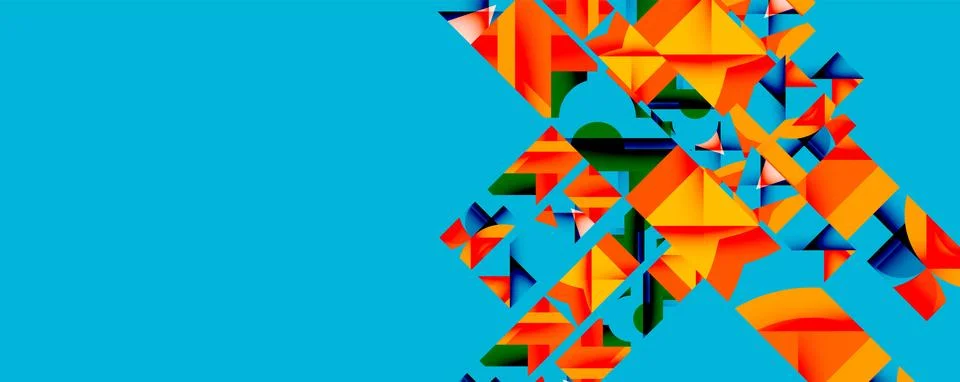 Abstract geometric artwork with interwoven angular and curved shapes, dynamic Stock Illustration