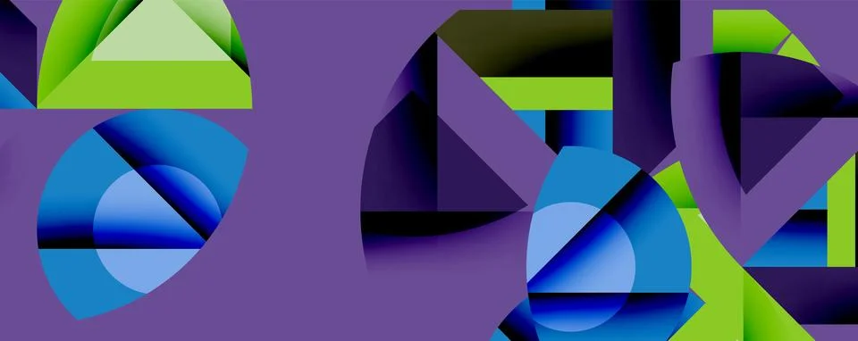 Abstract geometric artwork with interwoven angular and curved shapes, dynamic Illustrazione stock