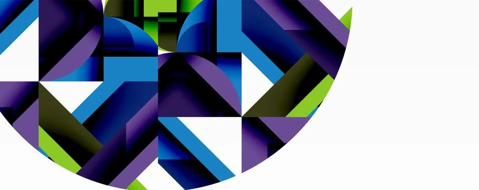 Abstract geometric artwork with interwoven angular and curved shapes, dynamic Ilustração Stock