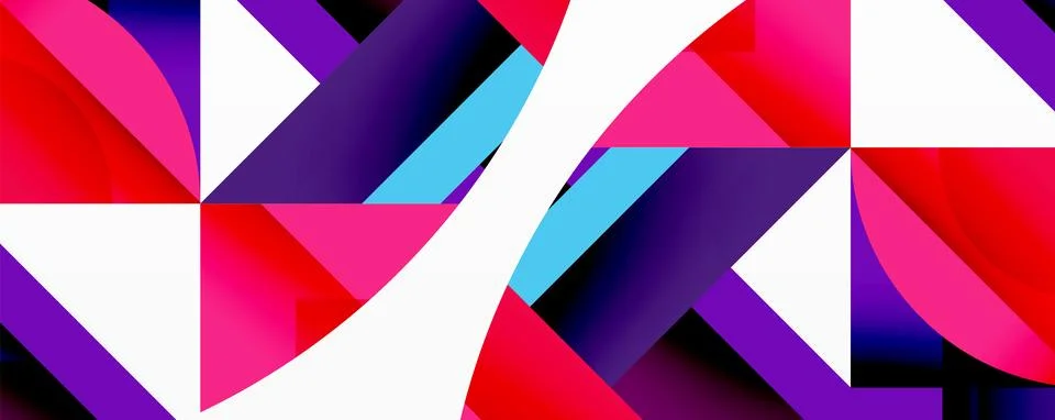 Abstract geometric artwork with interwoven angular and curved shapes, dynamic Stock Illustration