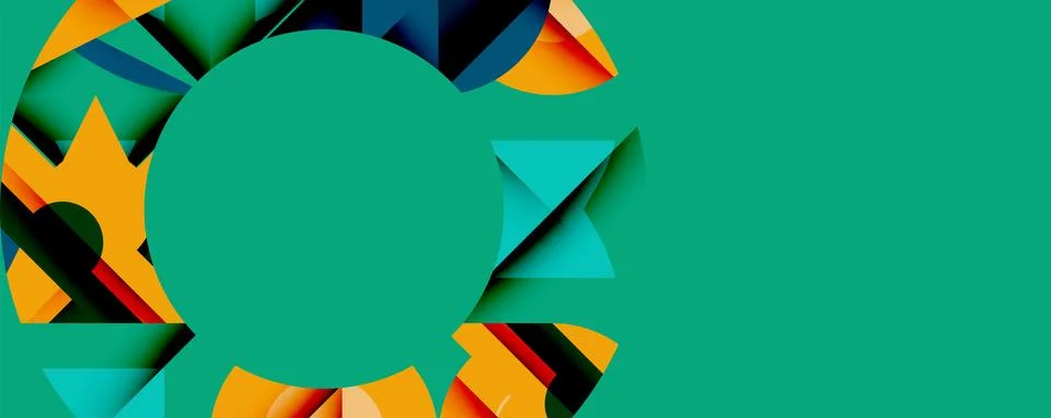 Abstract geometric artwork with interwoven angular and curved shapes, dynamic Stock Illustration