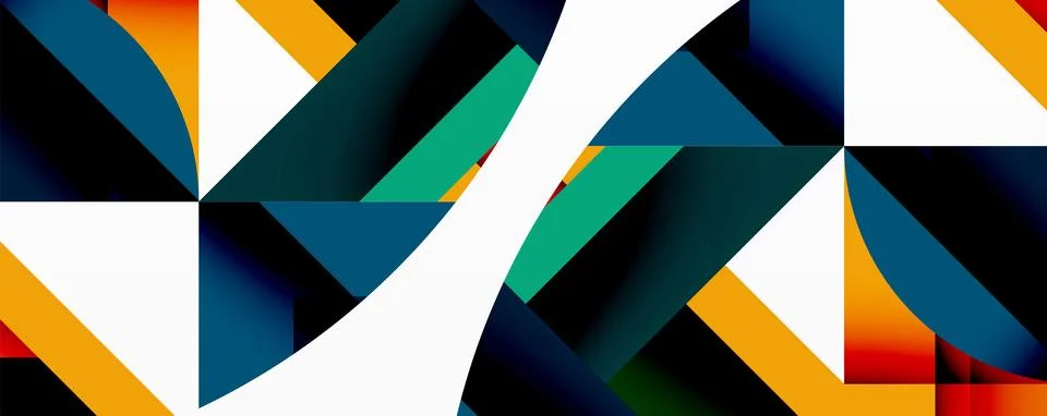 Abstract geometric artwork with interwoven angular and curved shapes, dynamic Stockillustratie