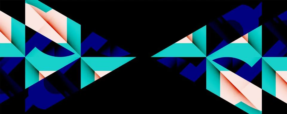 Abstract geometric artwork with interwoven angular and curved shapes, dynamic Stock Illustration