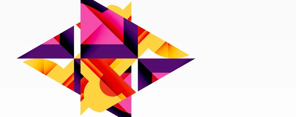 Abstract geometric artwork with interwoven angular and curved shapes, dynamic Illustrazione stock
