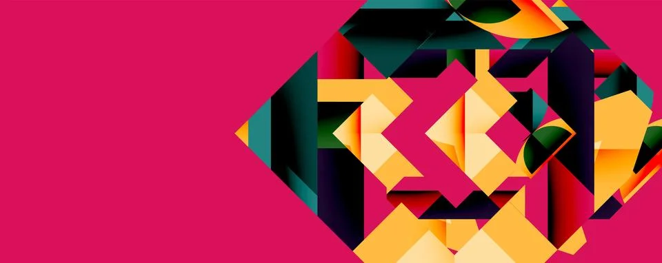 Abstract geometric artwork with interwoven angular and curved shapes, dynamic Ilustração Stock