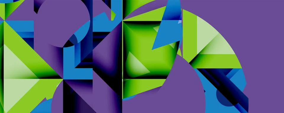 Abstract geometric artwork with interwoven angular and curved shapes, dynamic Illustrazione stock