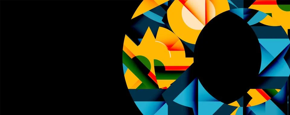 Abstract geometric artwork with interwoven angular and curved shapes, dynamic Illustrazione stock