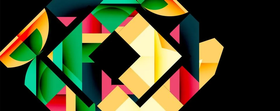 Abstract geometric artwork with interwoven angular and curved shapes, dynamic イラスト素材
