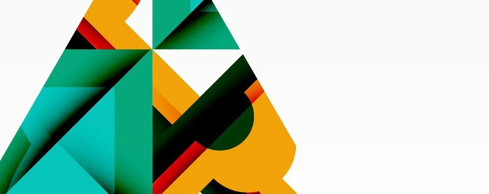 Abstract geometric artwork with interwoven angular and curved shapes, dynamic Stock Illustration