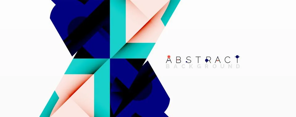 Abstract geometric artwork with interwoven angular and curved shapes, dynamic Stock Illustration
