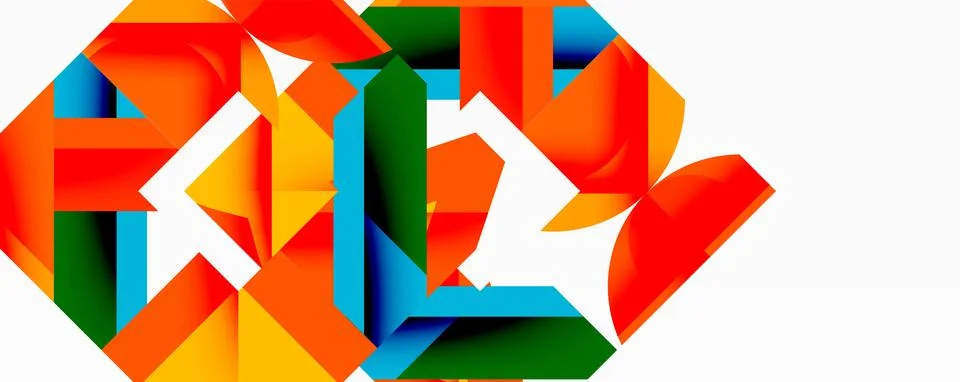 Abstract geometric artwork with interwoven angular and curved shapes, dynamic Stockillustratie