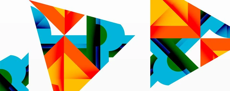 Abstract geometric artwork with interwoven angular and curved shapes, dynamic Illustrazione stock